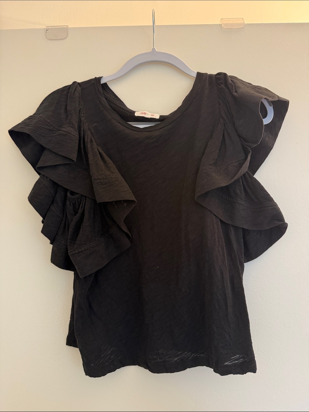 Goldie Black Ruffle Sleeve Tee
